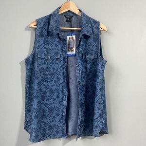Buffalo David Bitton sleeveless shirt in Blue denim size Large
